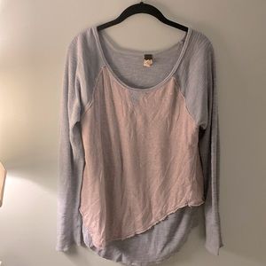 Blue and grey “We the Free” sweater